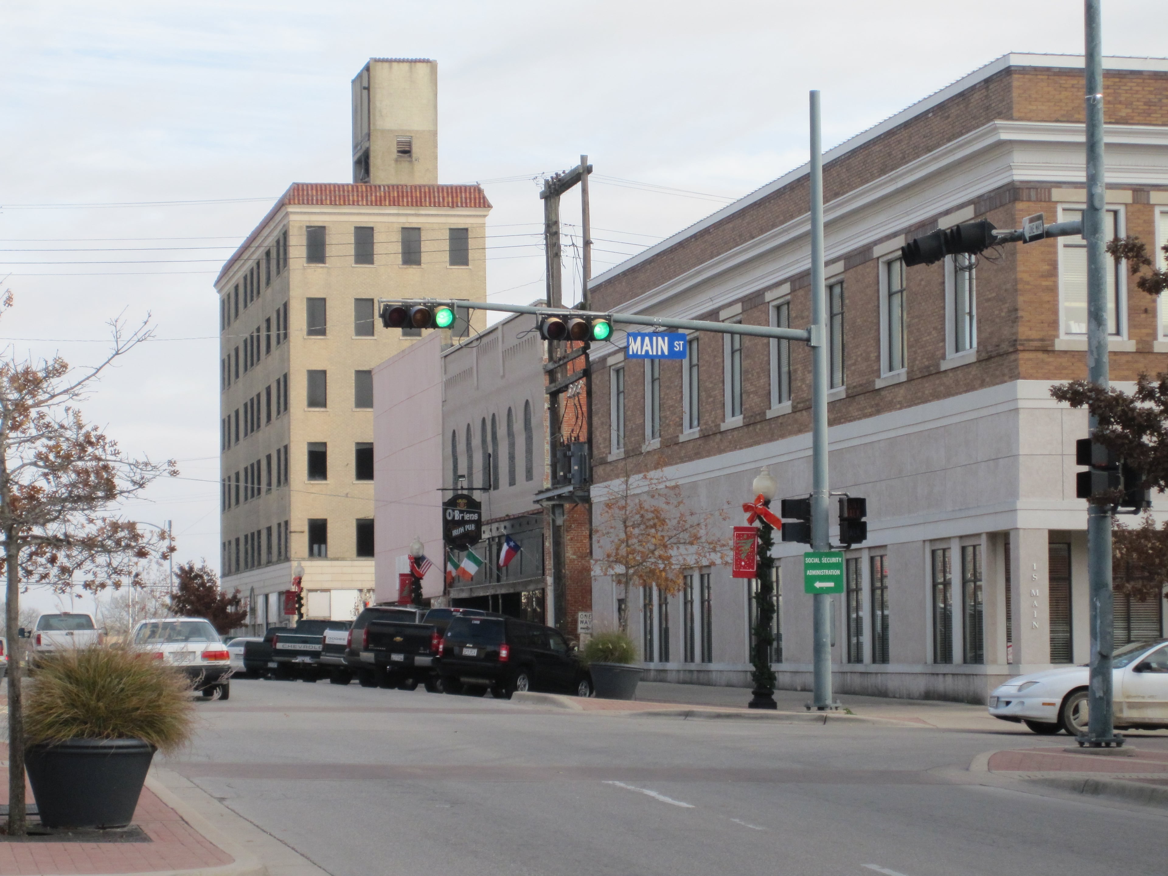 Historic buildings along Main Street in downtown Temple, Texas